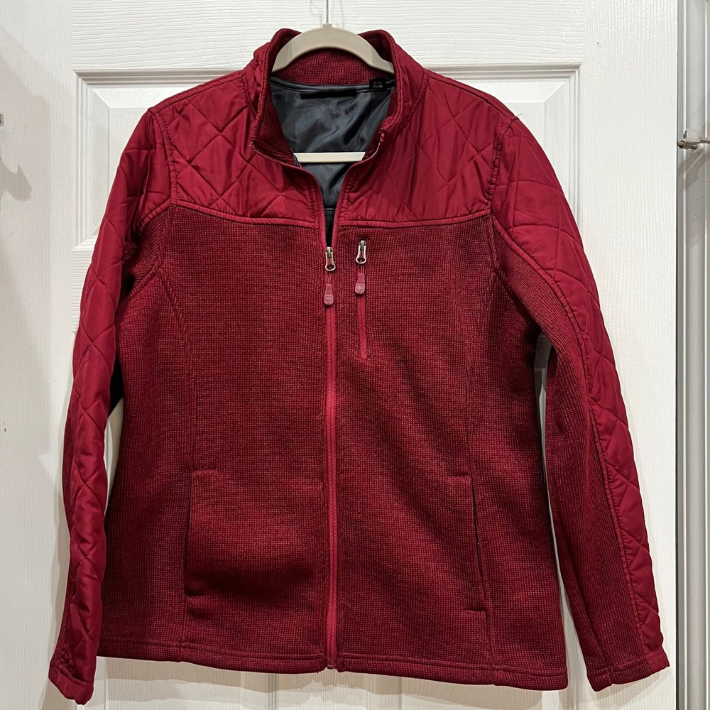 Swiss Tech Jacket Polyester Knit Quilted Sparkling Merlot Gorpcore Cabincore XL
